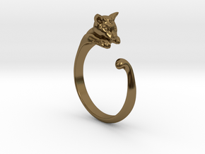 Cat Ring V1 - (Sizes 5 to 15 available) US Size 9 in Polished Bronze