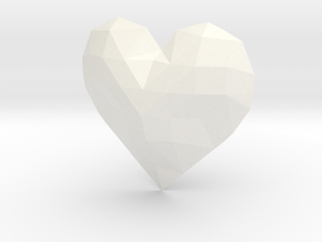 Low Poly Heart in White Processed Versatile Plastic