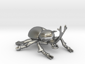 Hercules Beetle pendant in Natural Silver