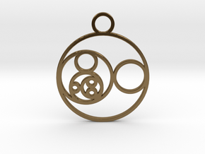 Fibonacci Round Pendant in Polished Bronze