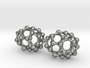 C30 Buckyball earrings in Natural Silver