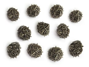 10d10 Thorn Dice Set in Polished Bronzed Silver Steel