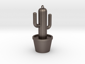 Cactus Keyring in Polished Bronzed Silver Steel