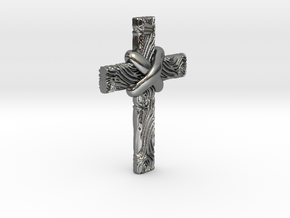 Wooden Cross in Polished Silver