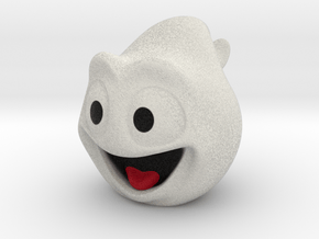 Halloween Ghost Head Smiling White Small in Full Color Sandstone