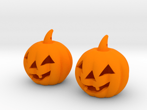 Halloween Pumpkin earrings (set - 2pcs) in Orange Processed Versatile Plastic