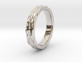 Ripple Textured Ring (Size T) in Rhodium Plated Brass