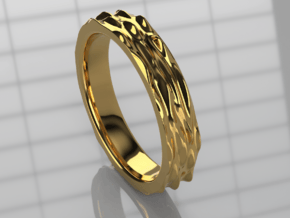 Ripple Textured Ring (Size T) in Polished Brass