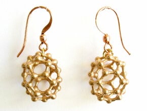 C32 buckyball earrings in Natural Bronze