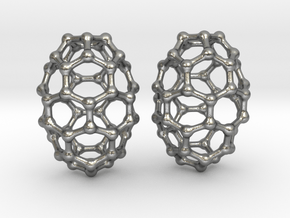 C50 Buckyball earrings in Natural Silver