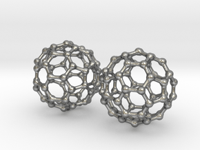 C60 Buckyball earrings in Natural Silver