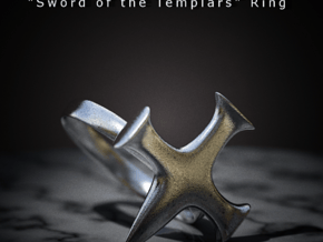 Sword of the Templars Ring in Polished Bronzed Silver Steel