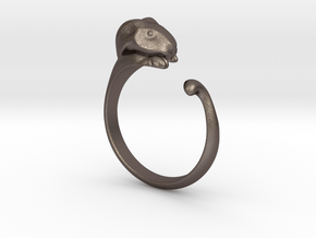 Rabbit Ring - (Sizes 5 to 15 available) US Size 9 in Polished Bronzed Silver Steel
