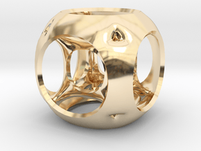 Hypercube-tesseract- pendant in 14K Yellow Gold