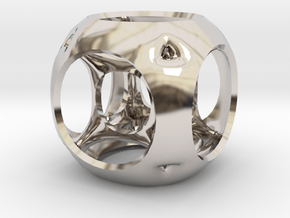 Hypercube-tesseract- pendant in Platinum