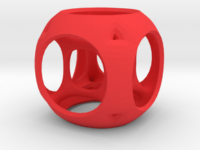 Hypercube-tesseract- pendant in Red Processed Versatile Plastic