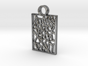 Fun Pattern Keychain / Pendant in Fine Detail Polished Silver