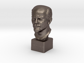 Lenin in Polished Bronzed Silver Steel