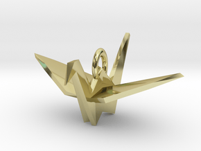 Origami Crane Pendant in 18k Gold Plated Brass