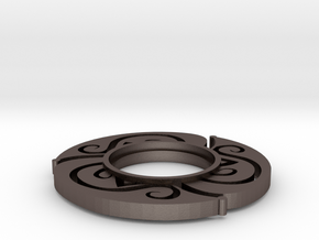 MHS Compatible Floral Tsuba in Polished Bronzed Silver Steel