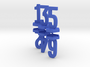 Six Generic 1 Inch Base Minis - 1, 2, 3, 4, 5, 6 in Blue Processed Versatile Plastic