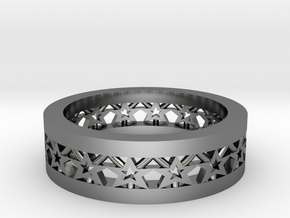 AB061 Star Band in Fine Detail Polished Silver