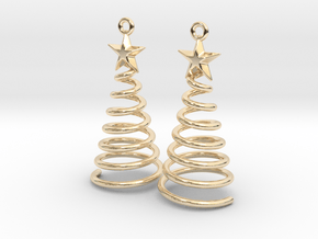 Spiral Christmas Tree w Star Earrings in 14K Yellow Gold