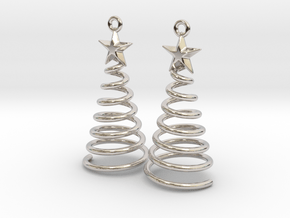 Spiral Christmas Tree w Star Earrings in Platinum