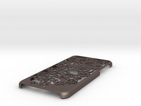 Iphone 6 Plus Case Flower in Polished Bronzed Silver Steel