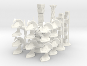 Chess Set Pieces White (PART 4) in White Processed Versatile Plastic