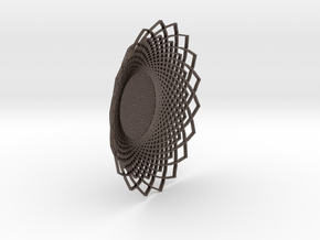 Giant Flower Spiral Center Dish2 - OpenSCAD Model in Polished Bronzed Silver Steel