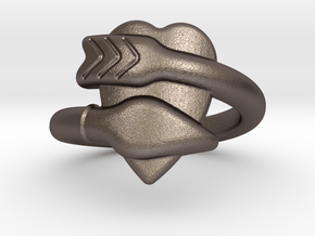 Cupido Ring 14 - Italian Siize 14 in Polished Bronzed Silver Steel
