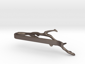 Branch Tie Clip in Polished Bronzed Silver Steel
