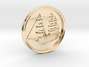 Ship Basrelief in 14k Gold Plated Brass