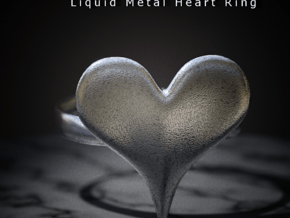 Liquid Metal Heart Ring in Polished Bronzed Silver Steel