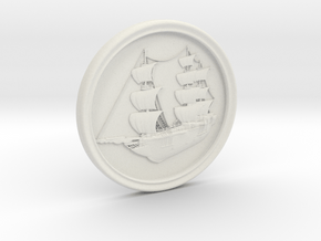 Ship Basrelief in White Natural Versatile Plastic