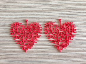 Heart Earrings in Red Processed Versatile Plastic