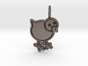 Chicken Pendant in Polished Bronzed Silver Steel