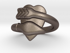 Cupido Ring 16 - Italian Size 16 in Polished Bronzed Silver Steel