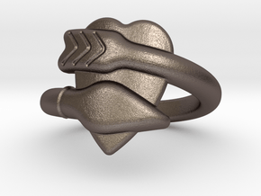 Cupido Ring 18 - Italian Size 18 in Polished Bronzed Silver Steel