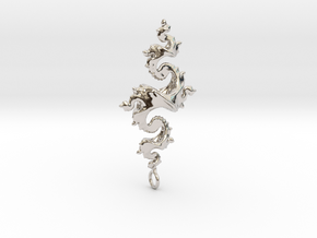 Dragon Pendant 5cm in Rhodium Plated Brass
