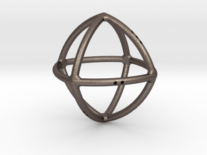  Convex Octahedron in Polished Bronzed Silver Steel
