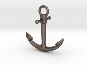 Anchor Pendant in Polished Bronzed Silver Steel