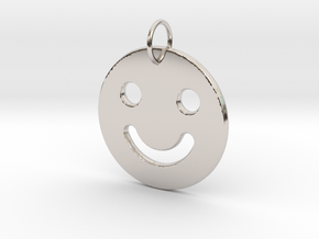 Happy-Face Pendant in Rhodium Plated Brass