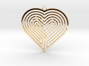 Heart Maze-Shaped Pendant 5 in 14K Yellow Gold