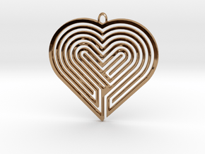 Heart Maze-Shaped Pendant 5 in Polished Brass