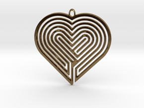 Heart Maze-Shaped Pendant 5 in Polished Bronze