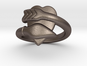 Cupido Ring 19 - Italian Size 19 in Polished Bronzed Silver Steel