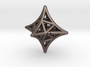Concave Octahedron with included Icosahedron in Polished Bronzed Silver Steel
