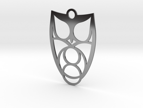Owl #1 (thin version) in Fine Detail Polished Silver